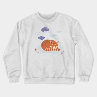 Cute poster with sleeping red panda and clouds Crewneck Sweatshirt